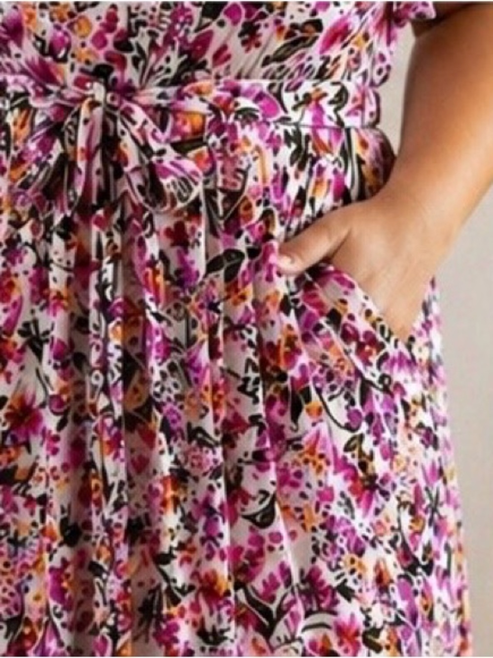 Lane Bryant Pink Floral Wrap-Style Maxi Dress - Picture 6 of 8